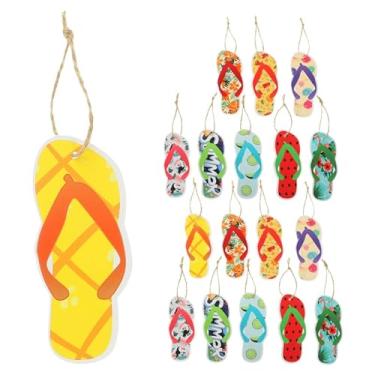Imagem de Garneck 18 peças, enfeites de pendurar de verão, papel Havaí, chinelos de praia, decorações, 9 estilos, decoração de pingente de praia havaiana com cordão para artigos de festa de verão em casa