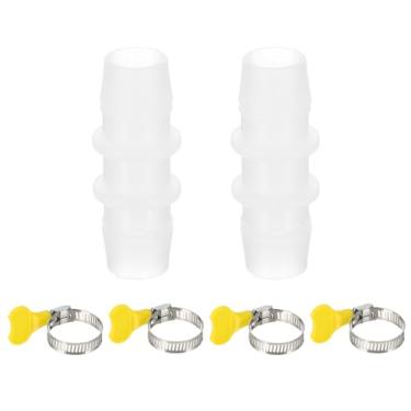 Imagem de PATIKIL Conector de mangueira de drenagem, 2 peças, máquina de lavar reta, adaptador de extensão de mangueira de drenagem de plástico com 4 peças de braçadeiras para ar condicionado de 0,55 a 0,6