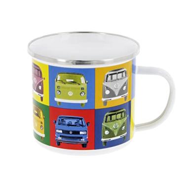 Imagem de BRISA VW Collection – Caneca de café e chá grande esmaltada Volkswagen para acampamento e ar livre T1 T2 T3 ônibus (500 ml/160 fl oz/multicolorido)