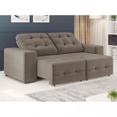 Imagem de Sofá 3 Lugares Retrátil-reclinável Linoforte Bonno Com Revestimento Em Suede Cappuccino