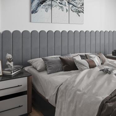 Imagem de Cabeceira Modulada Chade Solteiro Estofada Auto Adesiva Cinza Cinza