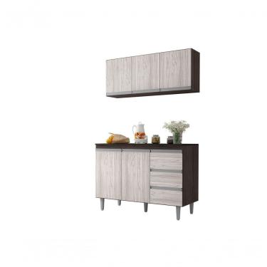 Imagem de Balcão Gabinete Para Pia Andreia E Armário Aéreo Andreia 120 Cm Marrom