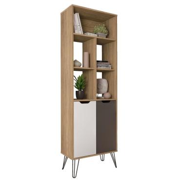 Imagem de Estante Estocolmo Carvalho/grafite/branco Artely Carvalho/grafite