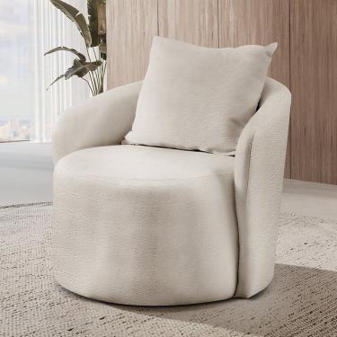 Imagem de Poltrona Decorativa Para Sala De Estar Redonda Califórnia Nude