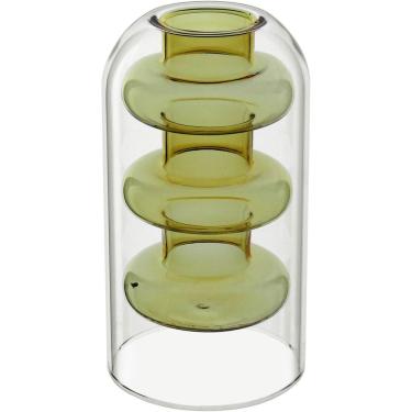 Imagem de Vaso Decorativo Enfeite Casa Parede Dupla Home&co Borossilicato 15x8x8cm âmbar