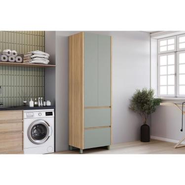 Imagem de Armário Multiuso P- área Serviço Rainha C- 2 Portas E 2 Gavetas 70cm Nature-verde - Nesher
