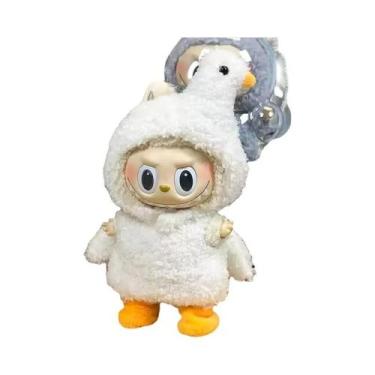 Imagem de 17cm Labubu Mini Boneca De Pelúcia Roupas Vinil Boneca Pingente Tubarã