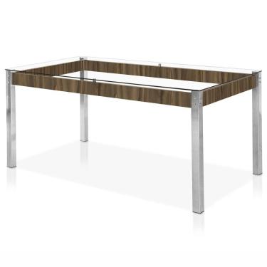Imagem de Mesa De Jantar Aço Nobre Cláudia 76,5x160cm Cromada-nogal