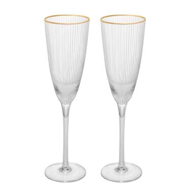 Imagem de Conjunto De Taças Para Champanhe Wolff Com Borda Dourada Transparente