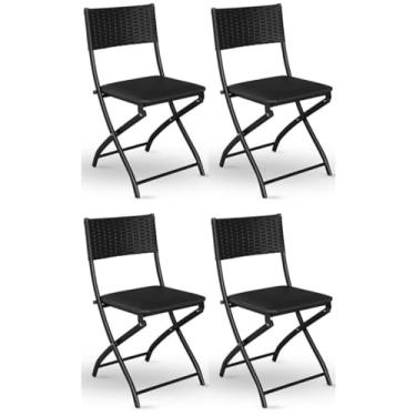 Imagem de Kit 4 Cadeira Dobravel Bar, Lanchonete Preto