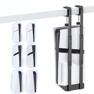 Imagem de Kytok Suporte vertical sem perfuração para PS5 para PS5/PS5 Slim/PS5 Pro, suporte de mesa de metal PS5 para PS5 Digial e disco, suporte para PS5 com braçadeira de mesa