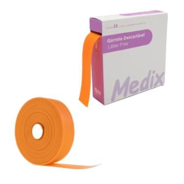 Imagem de Garrote Torniquete Descartável, Latex Free, Laranja, Caixa com 25 Tiras