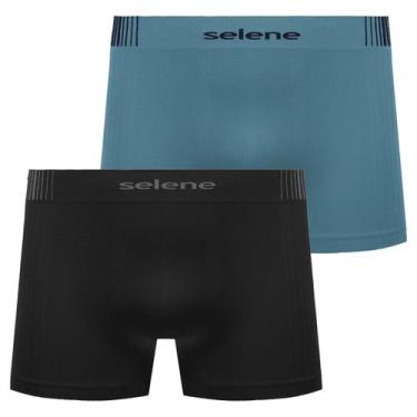 Imagem de Kit 2 Cueca Infantil Selene Sem Costura e Respirável Boxer, Preto e az