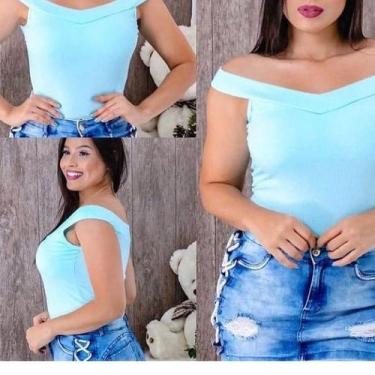 Imagem de Blusa ombro a ombro malha canelada alça feminina com bojo - Filó Modas