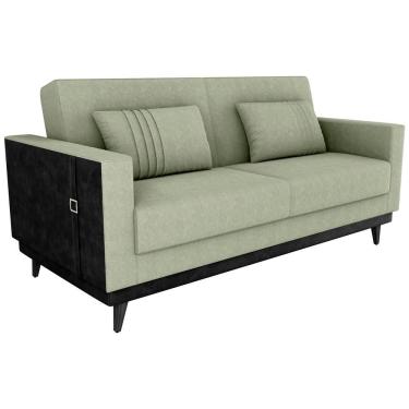 Imagem de Sofa Cama 2 Lugares 203 Cm Boucle Corino Preto Milani Store Oliva