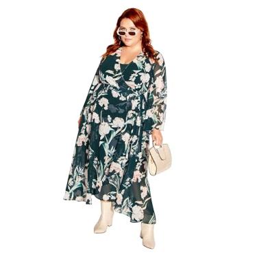 Imagem de City Chic Vestido longo feminino plus size - estampa Fleetwood, Fresh Fields, 46