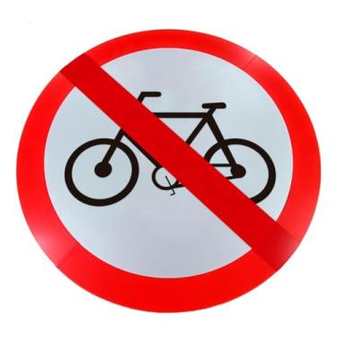 Imagem de Kit 3 Placas de Sinalização, Condomínio, Proibido Trânsito de Bicicletas, Refletiva, 60cm, em ACM 3mm (alumínio composto)