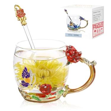 Imagem de Xícara de chá de flor, margarida borboleta caneca de café chique com colher, caixa de presente para sua mãe, esposa, avó, meninas, amigas, dia dos namorados, Natal, aniversário, ideia de presente para