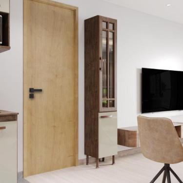 Imagem de Paneleiro Simples Modulado Com Vidro Fidelitá Lisboa 35cm 2 Portas Noc