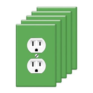 Imagem de WIRESTER Duplex Outlet Cover Wall Plate/Switch Plate - Solid Green, 5 Piece Set