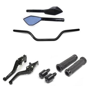 Imagem de Kit Guidão 22mm Manopla XL TM2 Manete Cg150 A Disco Cb250f - Stark Rac