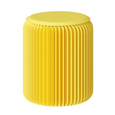 Imagem de DDMDBYHRY Banqueta dobrável de papel com almofada de poliuretano, cadeira de papel dobrável, móveis para casa, portátil, favo de mel, banquinho redondo (40 cm cores brilhantes) (amarelo)