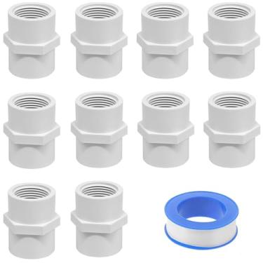 Imagem de 10 peças de encaixes de tubulação de PVC branco, conector adaptador de encaixe de tubo de rosca fêmea 1/2 NPT, acoplamento de tubo rosqueado fêmea PVC, soquete x NPT fêmea, Sch40