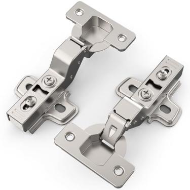 Imagem de Chibery Pacote com 50 dobradiças de armário sem moldura ocultas de fechamento macio, níquel acetinado, 105°, parada à vontade 45-105 graus, fechamento automático, ajuste 3D, encaixe, aço inoxidável