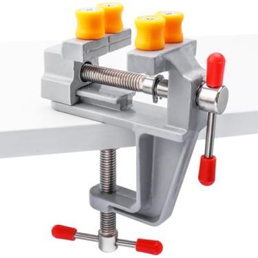 Imagem de Wolfride Mini torno de grampo de mesa, suporte portátil de trabalho pequeno para joias para trabalhos em madeira, reparo de relógio faça você mesmo