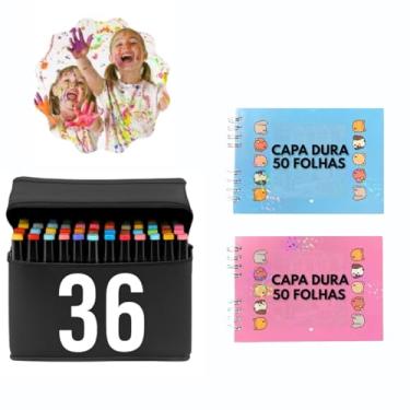Imagem de Kit Livro De Colorir + 36 Canetinhas para pintar Good touch Ponta Dupla Colorir Kit Hidrocolor de Canetas Escolar Marcador Coloridas Permanente Duas Pontas Conjunto TikTok (Azul)