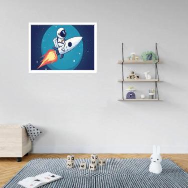 Imagem de Quadro Decorativo Astronauta Foguete Espaço - 50X70Cm