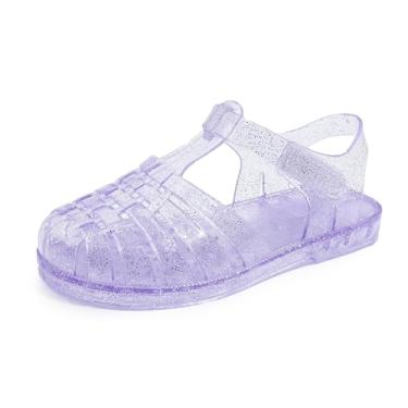 Imagem de GUGUYeah Sandálias Jelly para meninas, bico fechado, fantasia de princesa, verão, pescador, gladiador, praia, sandálias rasteiras para bebês/crianças pequenas / crianças grandes, Roxa, 18