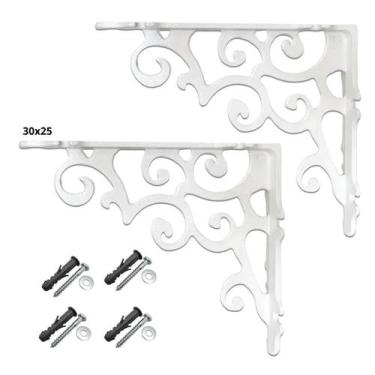 Imagem de 2 Mão Francesa Cantoneira Prateleira Colonial Alumínio 30x25 - Modelaç