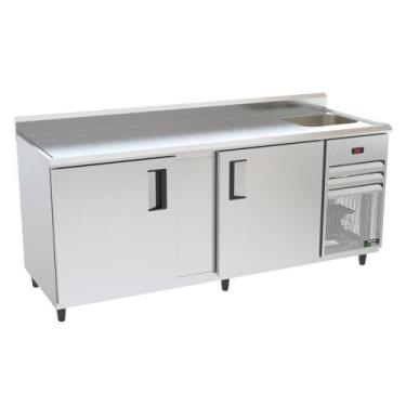 Imagem de Balcão Refrigerados Venâncio 200cm Inox Borda Espelhada com Cuba 220V 