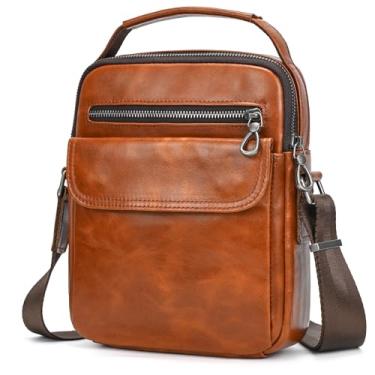 Imagem de Bolsa de ombro masculina de couro, bolsa tiracolo masculina pequena para trabalho, bolsa masculina, 9509 marrom claro