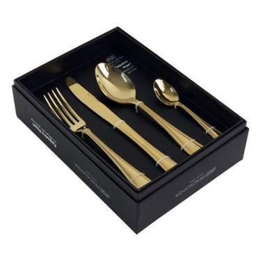 Imagem de Faqueiro Em Aço Inox - Fracalanza Pearl Dourado (24 Peças)