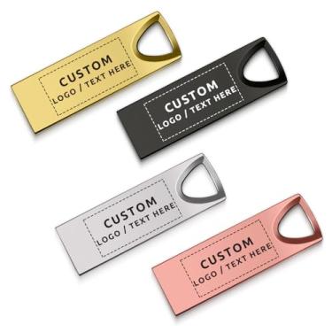 Imagem de Pen drive USB de metal personalizado, pen drives de polegar personalizados em massa USB 2.0, ideal para presentes corporativos, brindes promocionais, estúdios de fotografia e música e organizações sem