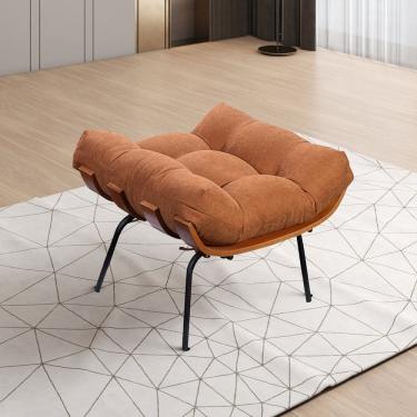 Imagem de Puff de Ferro Madeira e Estofado Living Costela Espresso Móveis Preto/Marrom