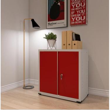 Imagem de Armário de Aço 2 Portas 4 Prateleiras com Chave AP406SL - Pandin Móvei