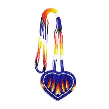 Imagem de Colar com medalhão de contas em camadas estilo nativo americano - Colar étnico tribal de contas de semente feito à mão MN-25-33, Free size, Vidro, Sem Pedra Preciosa