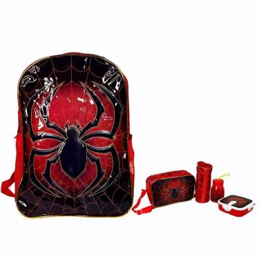 Imagem de Kit Mochila Escolar Infantil Homem Aranha Cor: Vermelho
