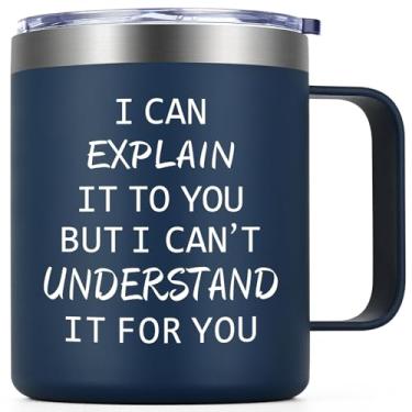 Imagem de Qtencas Caneca de presente de engenharia para engenheiro, I Can Explain It to You But I Cant Understand It for You, caneca de café de aço inoxidável, presentes de aniversário de Natal para homens,