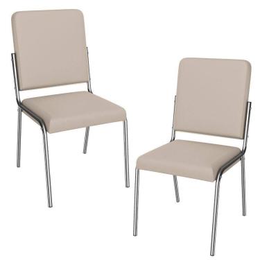 Imagem de Kit 2 Cadeiras Cromada Sala Jantar 2C129CR Corino Kappesberg Nude