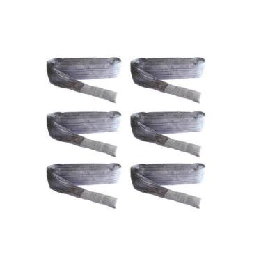 Imagem de Kit com 6 Cinta de Elevação De Carga 2 Metros x 4 Tonelada - Cinza - J