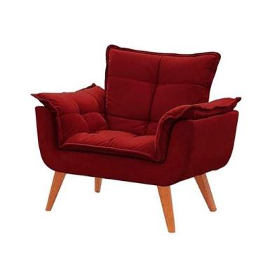 Imagem de Poltrona decorativa Opala vermelho bordô pé palito - Roggi HD