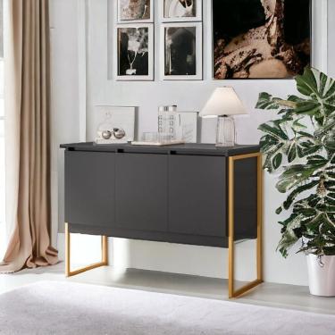 Imagem de Buffet Compacto 3 Portas Verona - Preto Dourado Preto Dourado