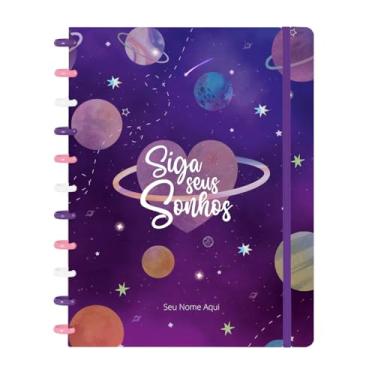 Imagem de Caderno de Discos Flex Inteligente Iscool Personalizado G Cosmos Siga Seus Sonhos Roxo