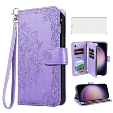 Imagem de Asuwish Capa de telefone para Samsung Galaxy S23 5G capa carteira celular com protetor de tela de vidro temperado e porta-cartão de crédito flor suporte S 23 23S GS23 G5 SM-S911U 6,1 polegadas
