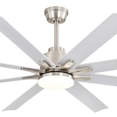 Imagem de Sofucor Ventiladores de teto inteligentes de 66 polegadas com luzes, ventilador de teto interno/externo com controle remoto, funciona com Alexa/Google, motor CC reversível, regulável, luz de