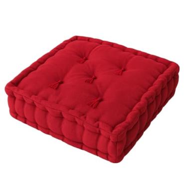 Imagem de Almofada Futon Turca/Roma 40x40 cm Tecido Oxford para bancos e palhetes de madeira(Vermelho)